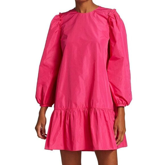 NWT Cinq à Sept pink puff-sleeve ruffle accent mini dress, S - Picture 4 of 11